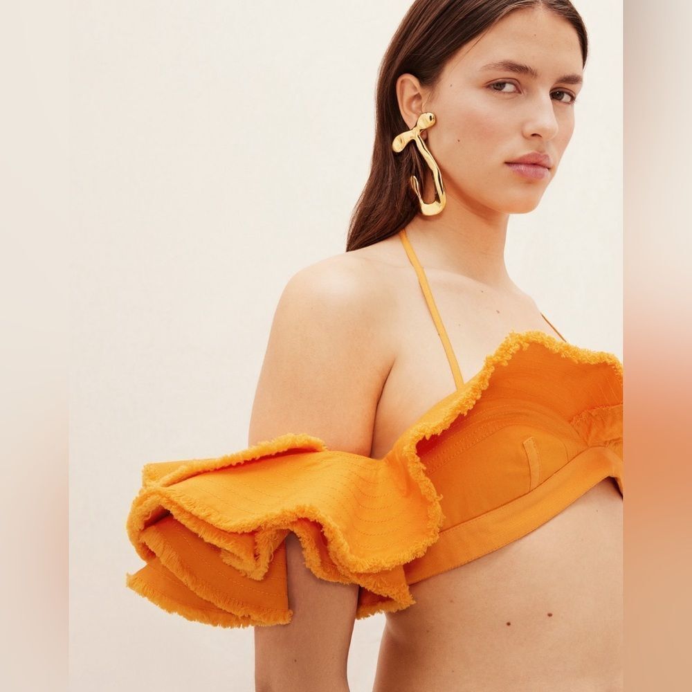 NEW JACQUEMUS La Brassière Artichaut cotton crop top in orange - Picture 8 of 17